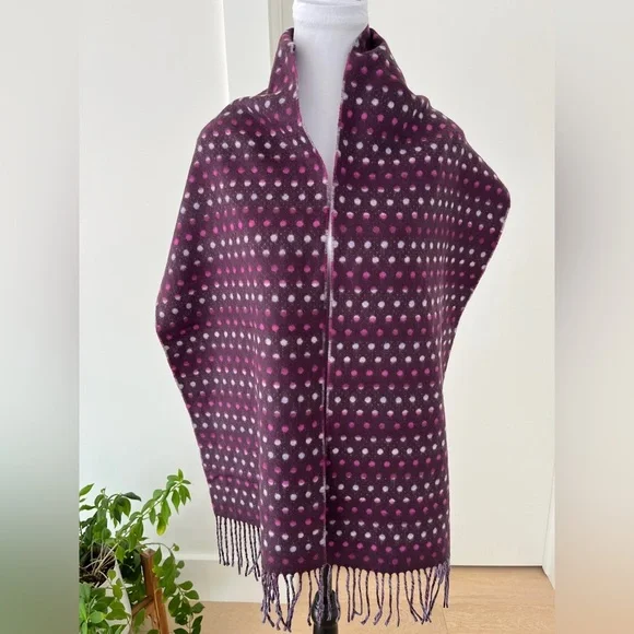 CASHMINK Winter Scarf Oblong Polka Dot Reversible Colourful Fringe Cozy Soft - Picture 4 of 11